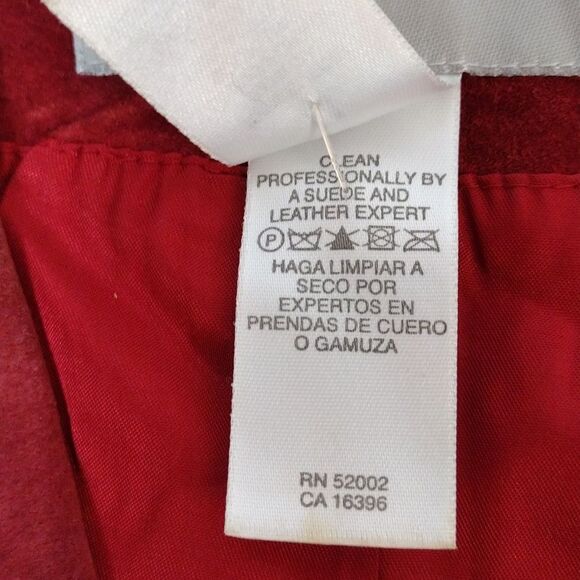 VTG 90s Red Genuine Leather Suede Single Breasted Blazer Jacket Medium - Picture 14 of 15